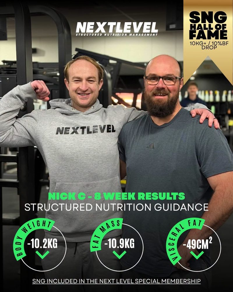 Nick C, 8 week results: -10.2kg body weight, -10.9kg fat mass, -49cm2 visceral fat
